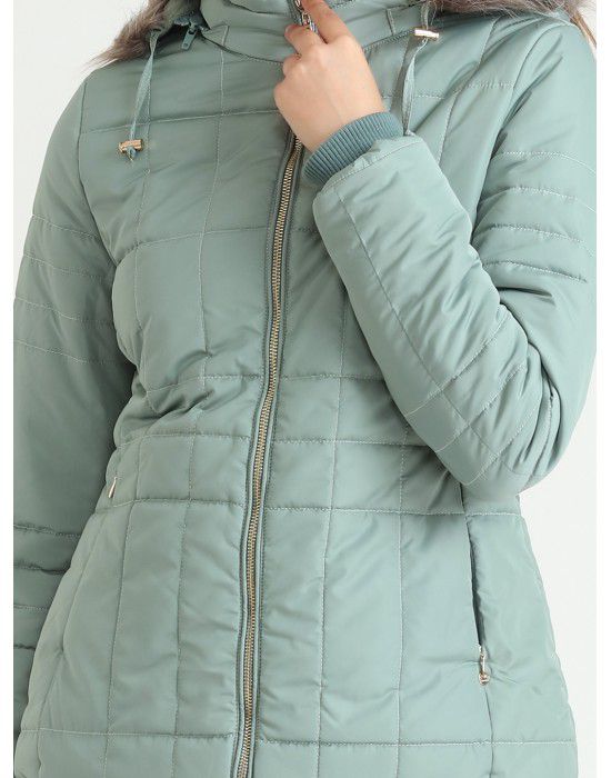 Women Quilted Puffer  Jacket Mint